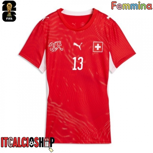 Svizzera Zeki Amdouni #23 Prima Maglia Femmina Mondiali 2026 Manica Corta